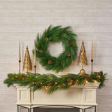 Deluxe Long Needle Pine & Pinecone Faux Winter Greenery Front Door Mantel Wreath