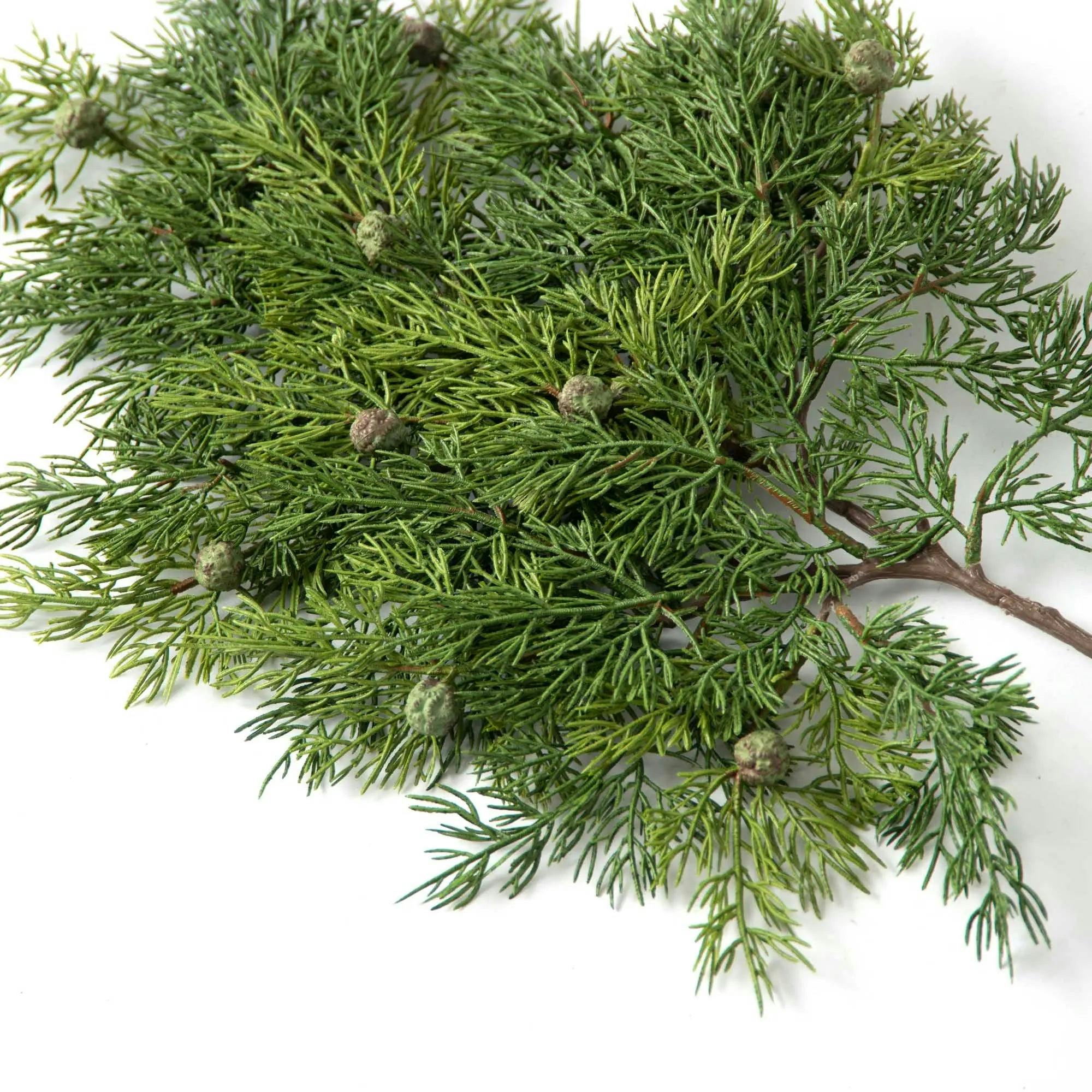 Green Real Touch Juniper Berry Christmas Faux Greenery Large Stem Branch - 23