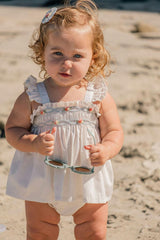 Embroidered Flutter Set in Ivory