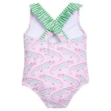 Ruffled One Piece Swimsuit - Pink Alligator Alley