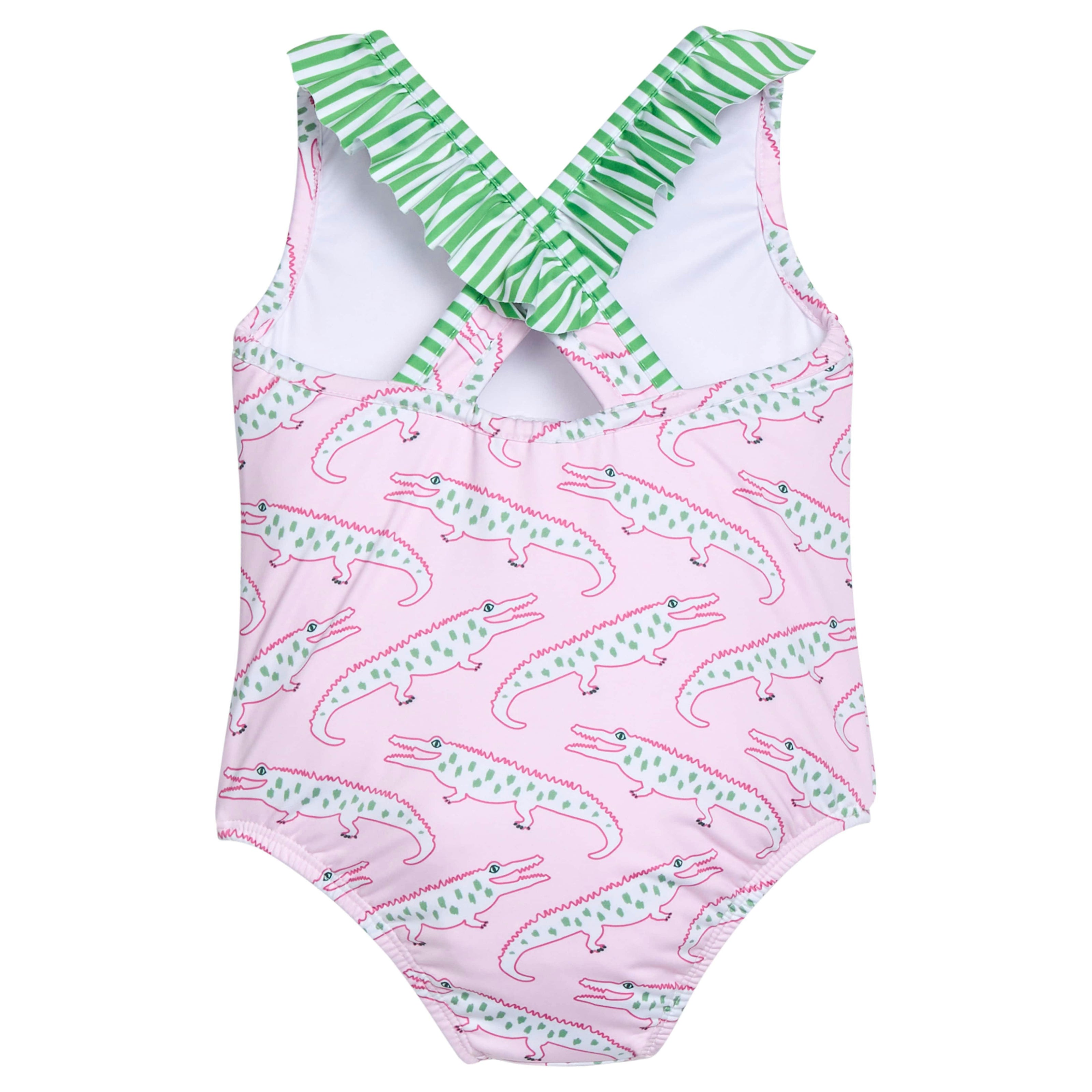 Ruffled One Piece Swimsuit - Pink Alligator Alley