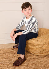 Sailor Stripe Long Sleeve Pocket Detail Top in White (2-10yrs)