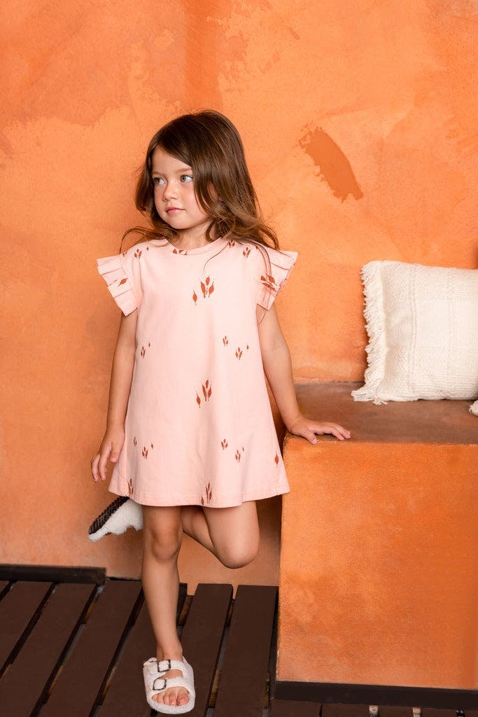 Girls Jersey Box Pleated Sleeve Dress