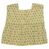 Girls Kamari Top - Green Prairie Block Print
