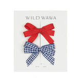 Bow Clip Set in Red/Blue