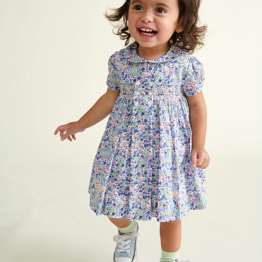 Made With Liberty Fabric Smocked Baby Dress Klee