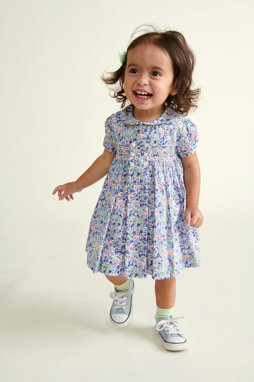 Made With Liberty Fabric Smocked Baby Dress Klee