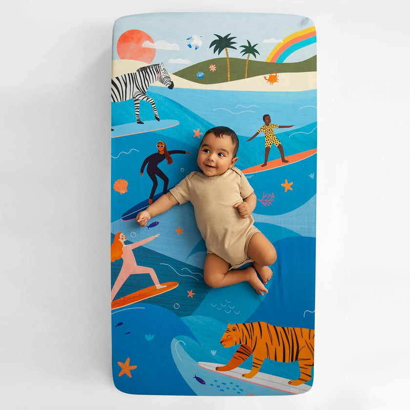Surfing Safari Standard Crib Sheet