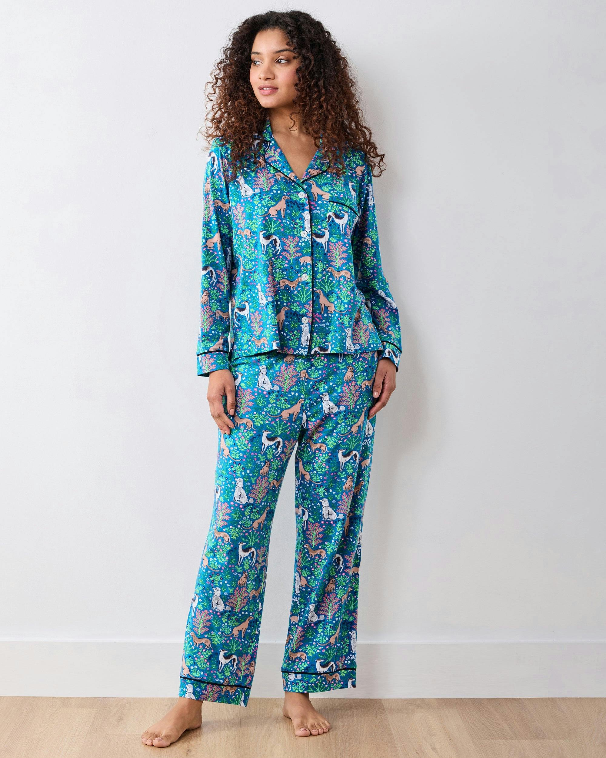 Must Love Dogs - Organic Pima Modal Knit Long PJ Set - Cerulean