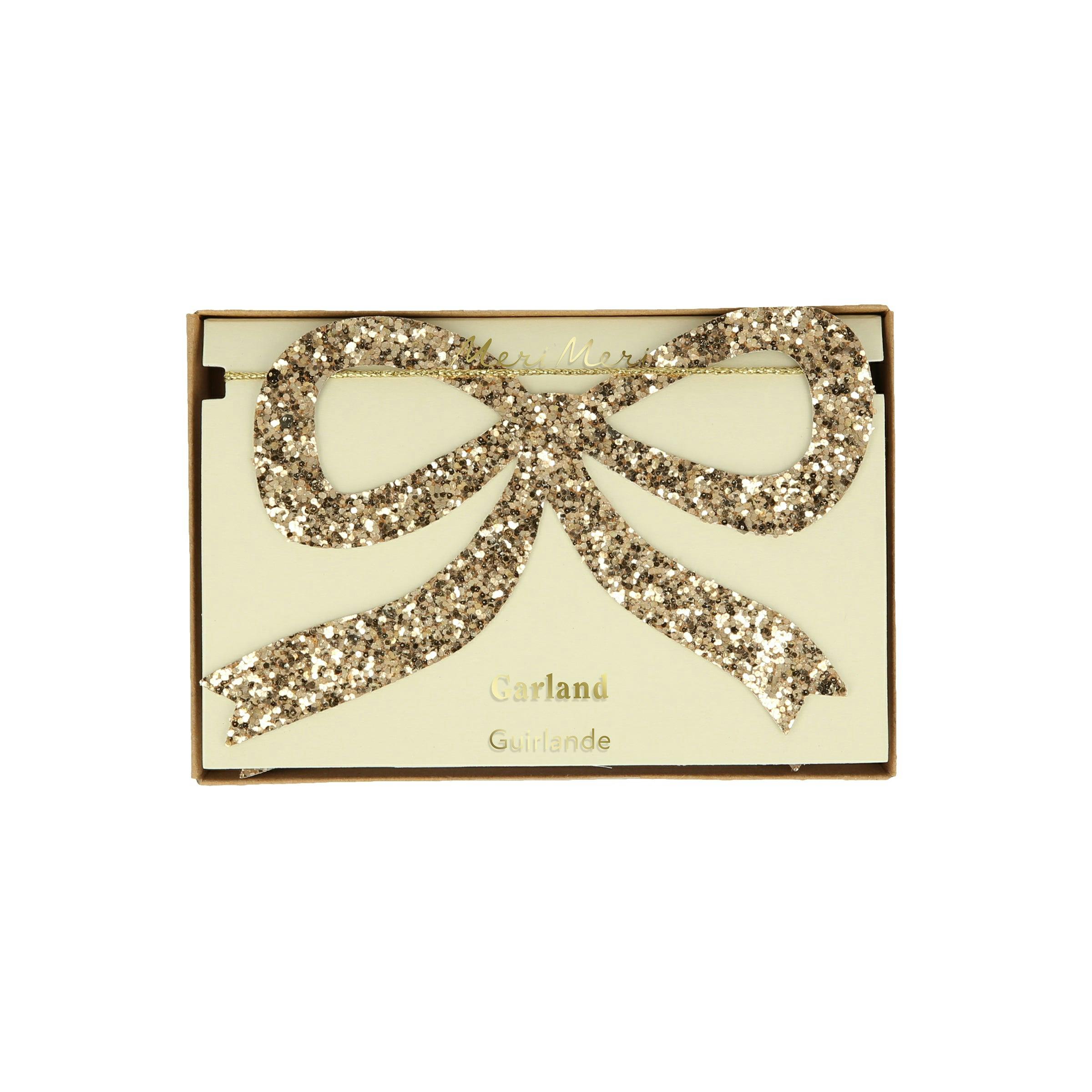 Gold Glitter Bow Garland