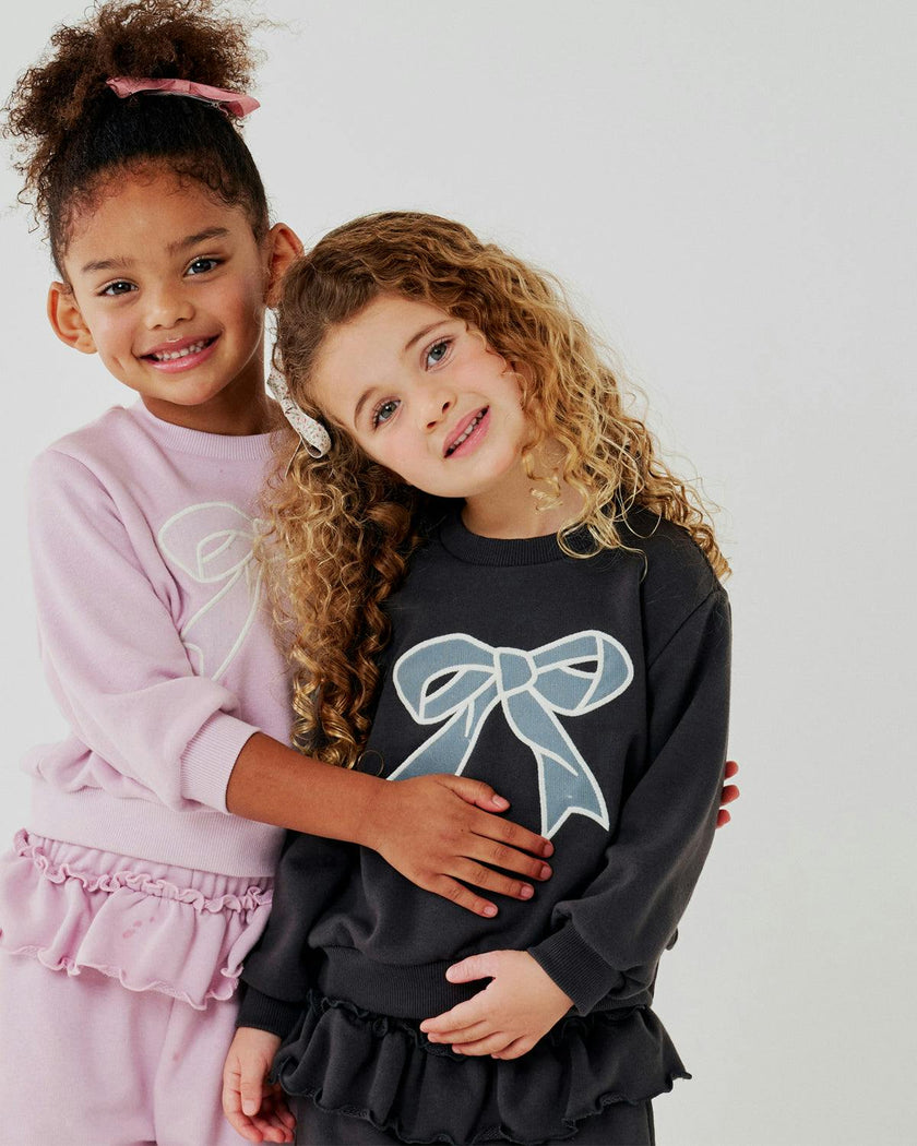 Lace Bow Sweatshirt Set