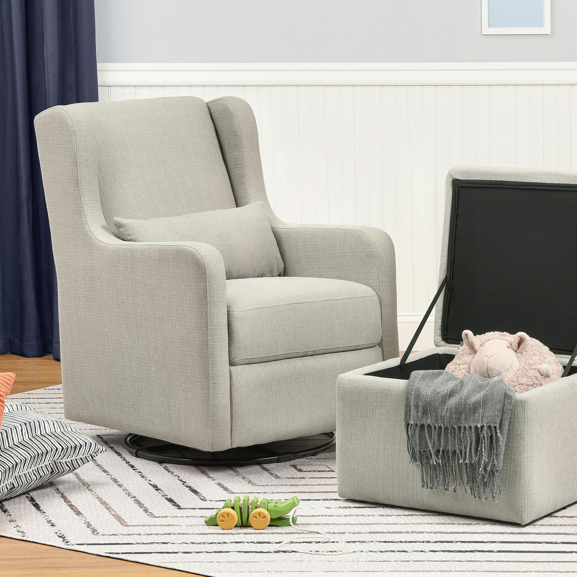 Adrian Swivel Glider with Storage Ottoman