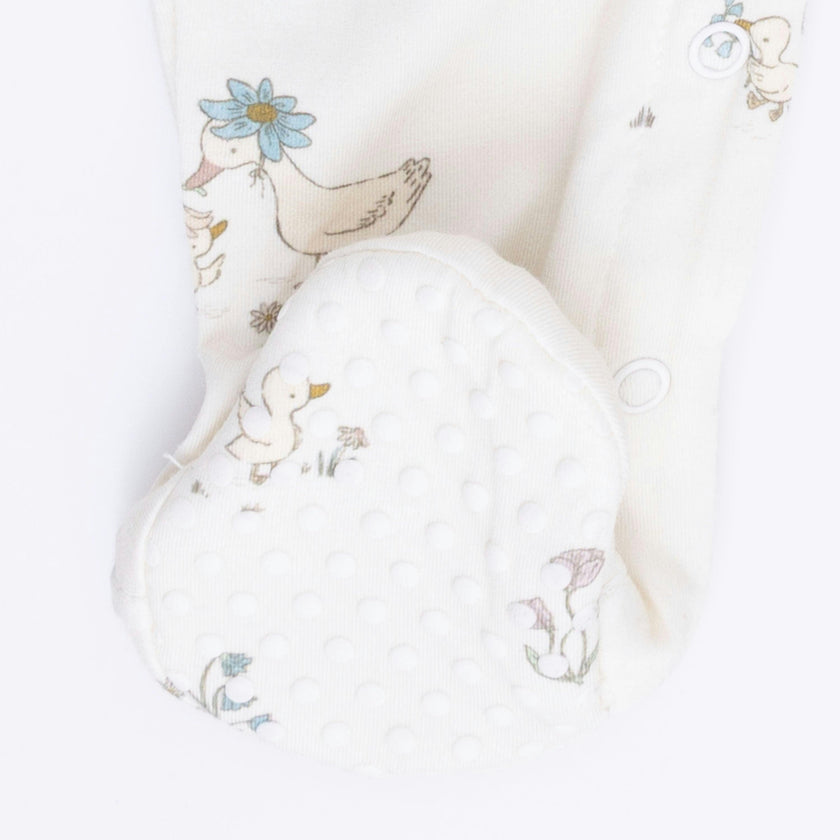 Flower Ducklings - Smocked Peter Pan Snap Footie