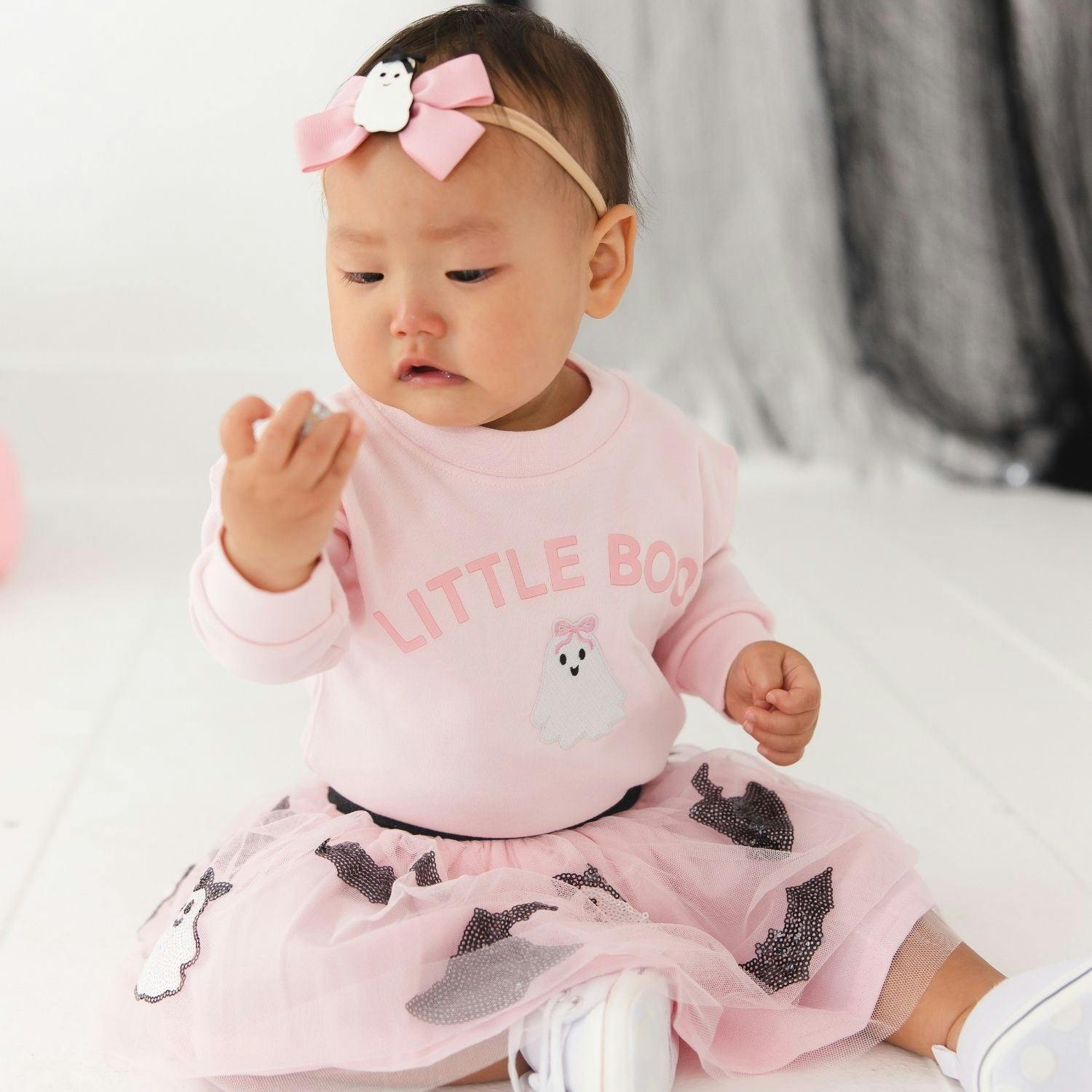 Little Boo Patch Halloween Long Sleeve Romper