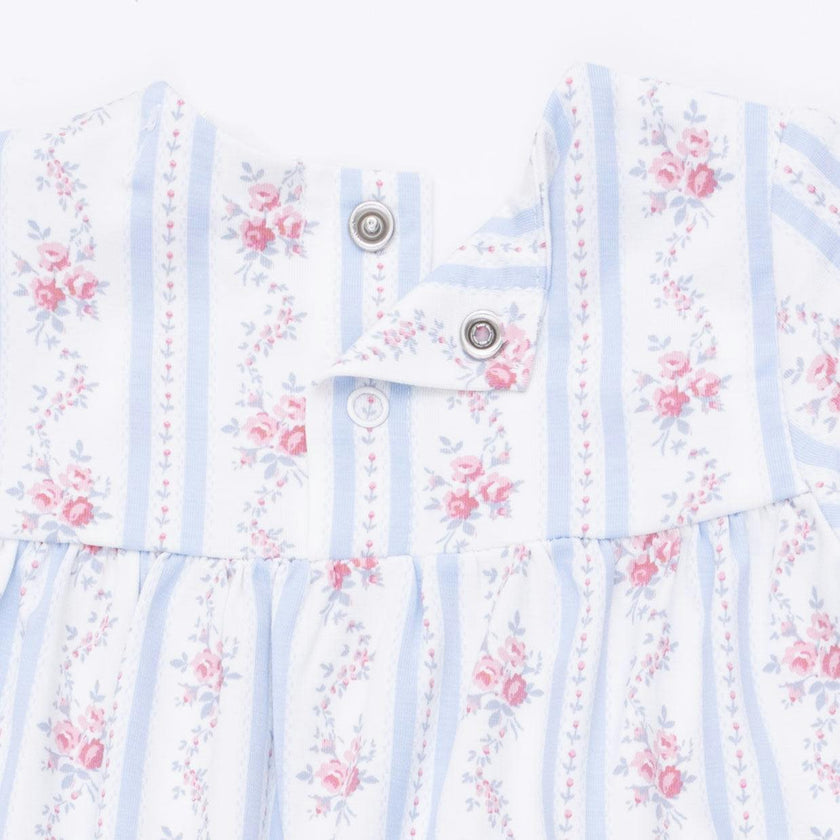Anna Floral Stripe - Smocked Long Sleeve Romper
