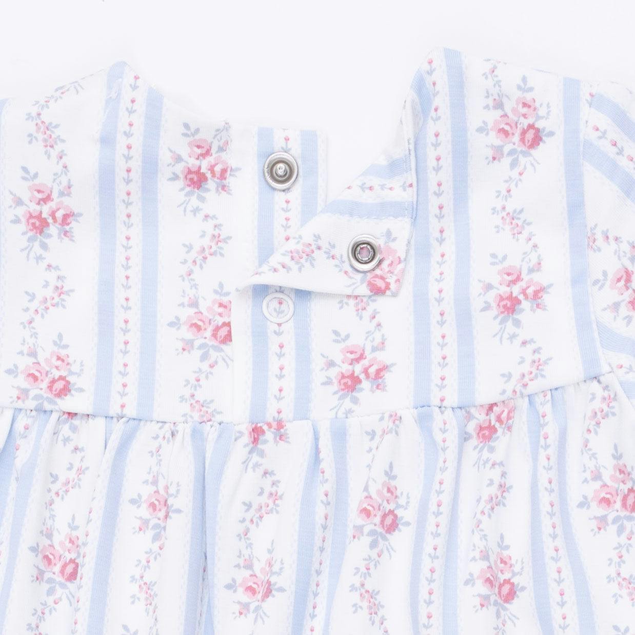 Anna Floral Stripe - Smocked Long Sleeve Romper