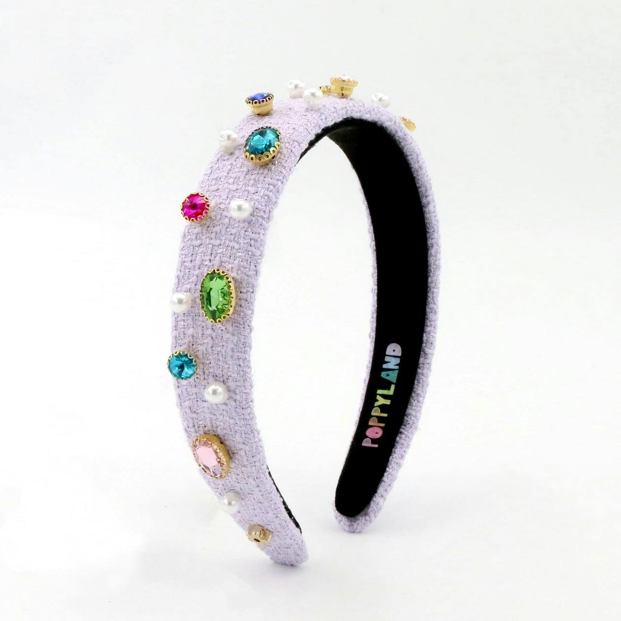 Light Purple Tweed Bejeweled Headband