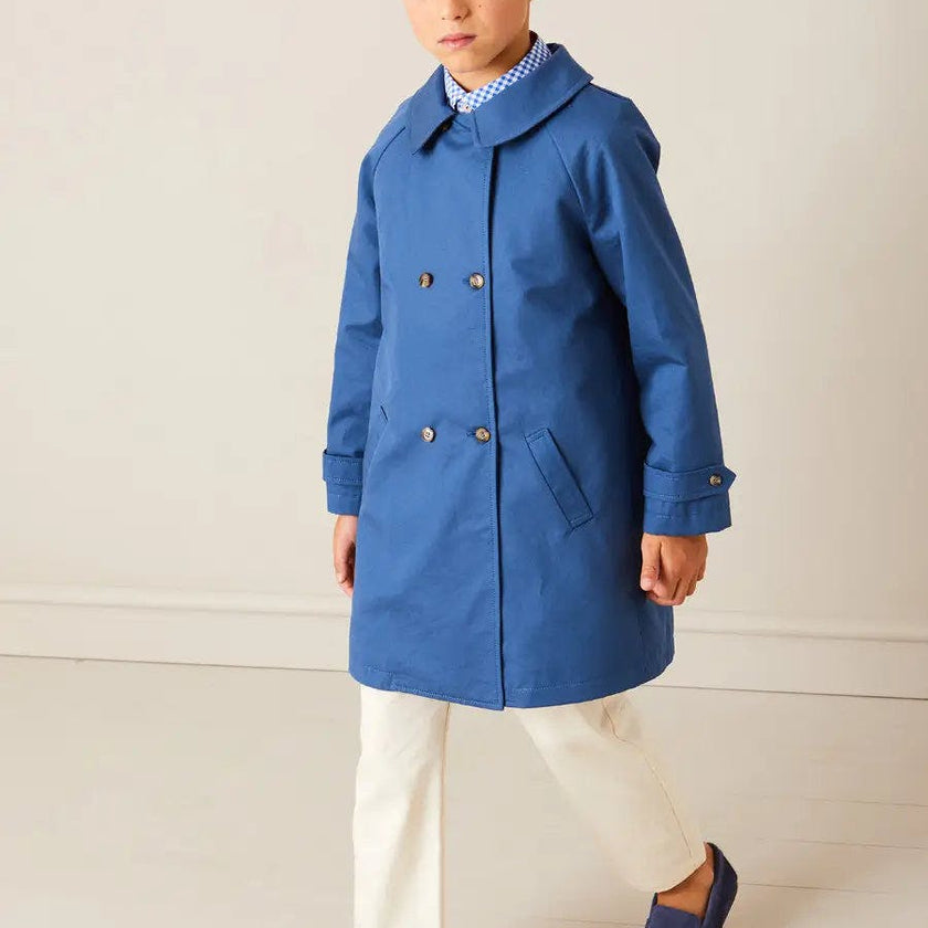 Double Breasted Coat With Detachable Hood in Blue (18mths-10yrs)