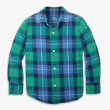 Kids long sleeve flannel button down in plaid