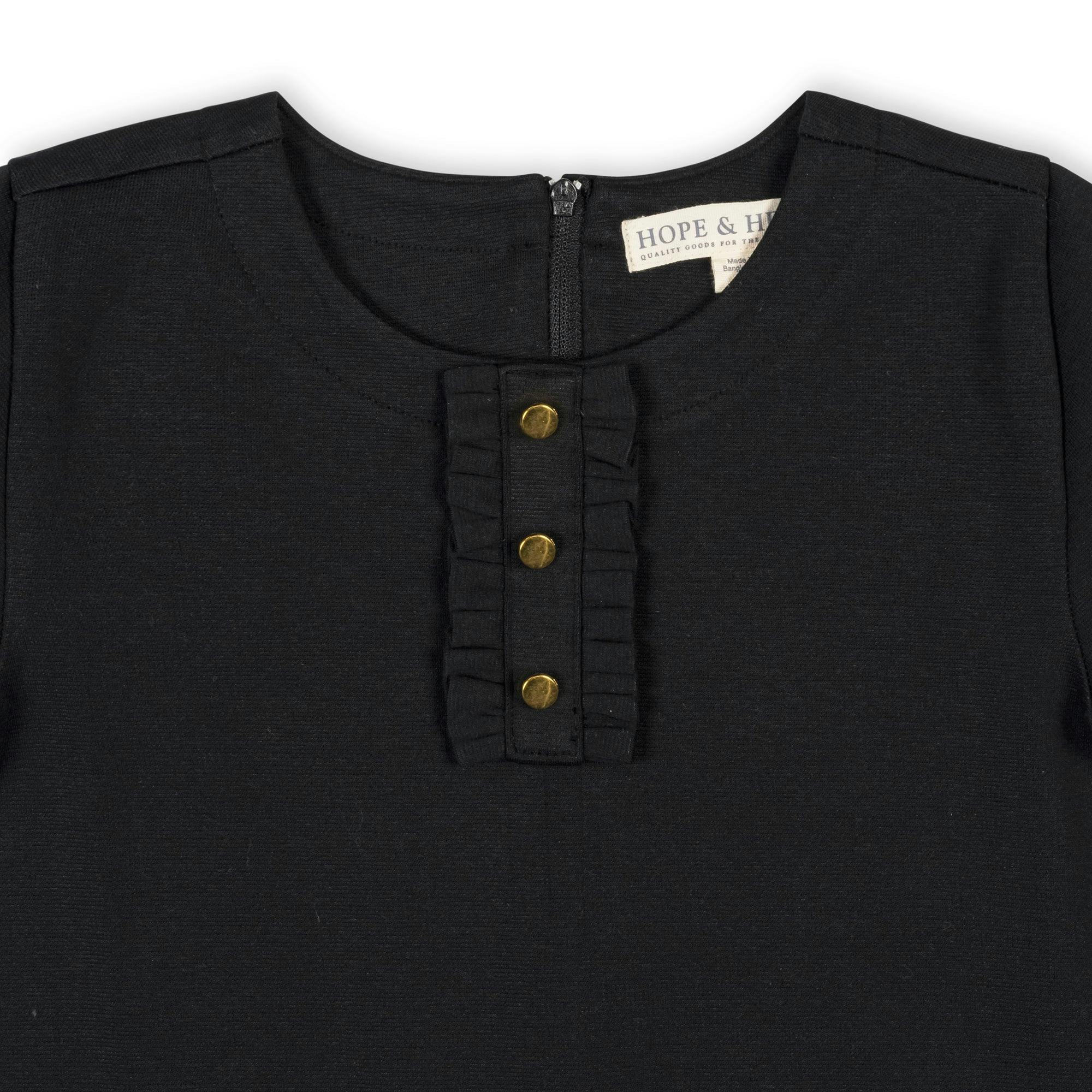 Ponte A-Line Ruffle Placket Dress