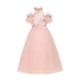 Pink Freya Lace Embellished Tulle Gown
