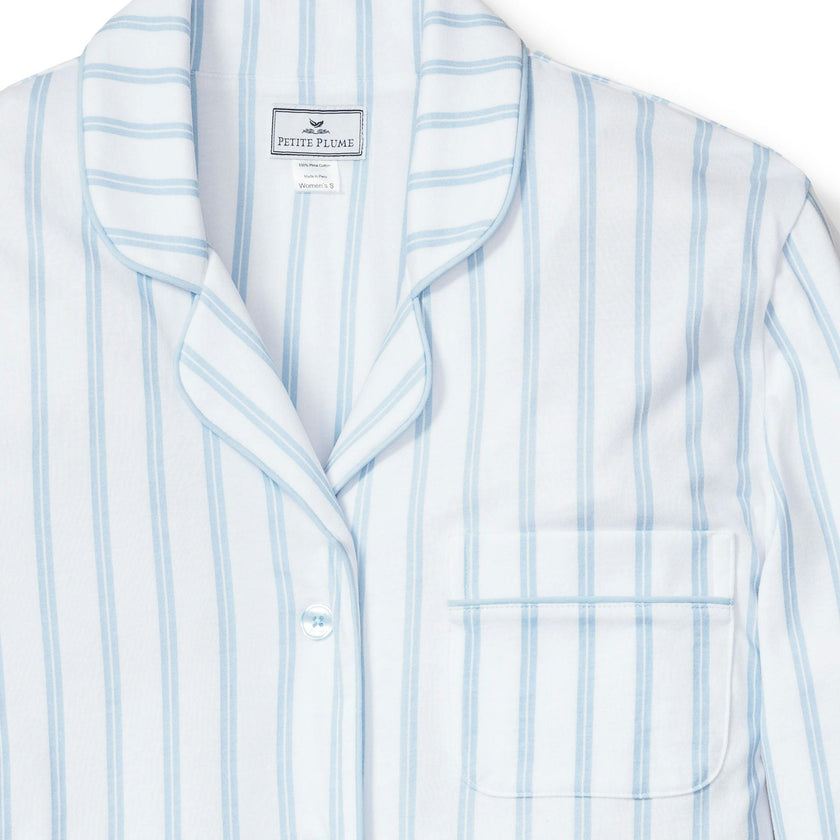 Women's Pima Nightshirt in Periwinkle Stripe