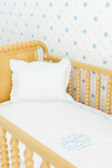 Embroidered Crib Sheet - Sky