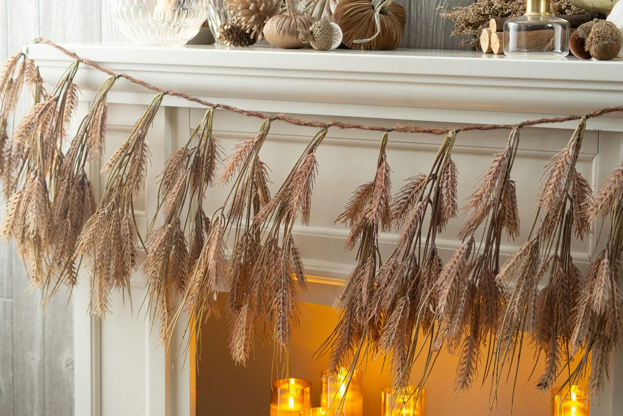 Amber Waves of Grain Autumn Wheat Fall Harvest Hanging Railing or Mantel Garland