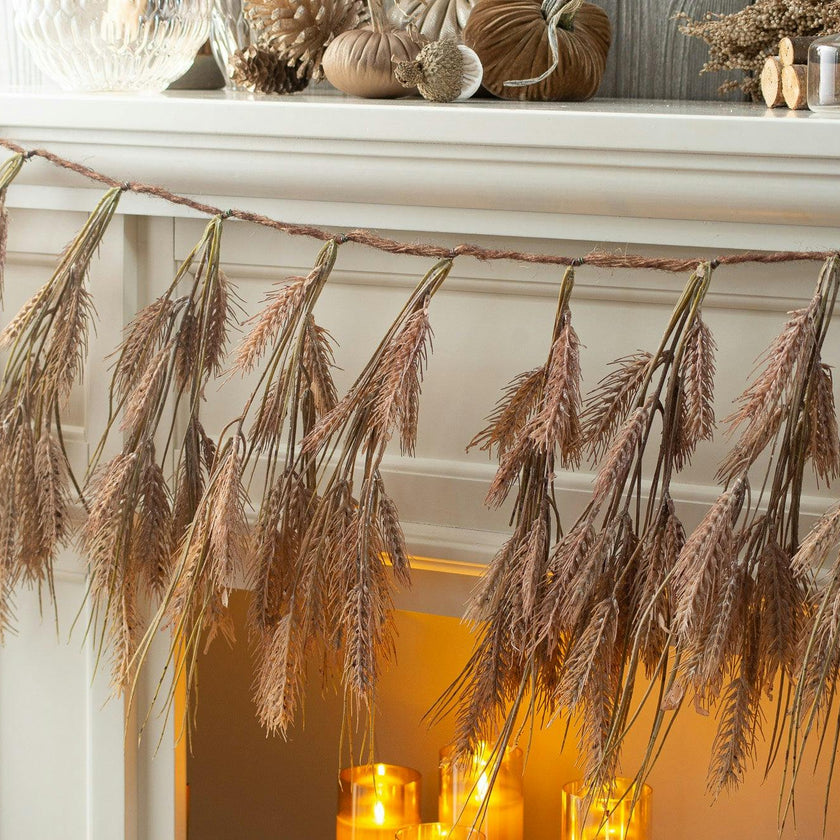 Amber Waves of Grain Autumn Wheat Fall Harvest Hanging Railing or Mantel Garland