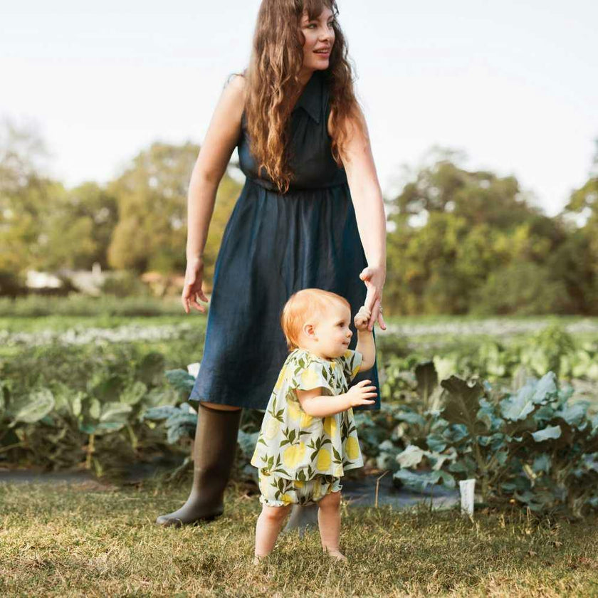 Lemon Organic Cotton Dress & Bloomer Set