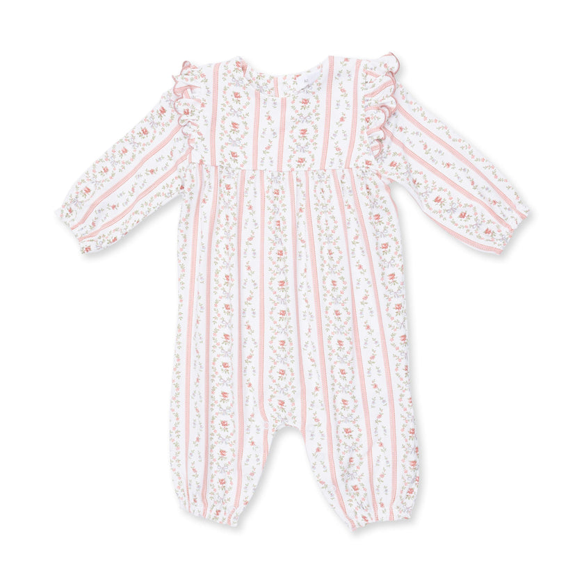 Marnie Rosebud Stripe - Long Sleeve Petal Ruffle Romper