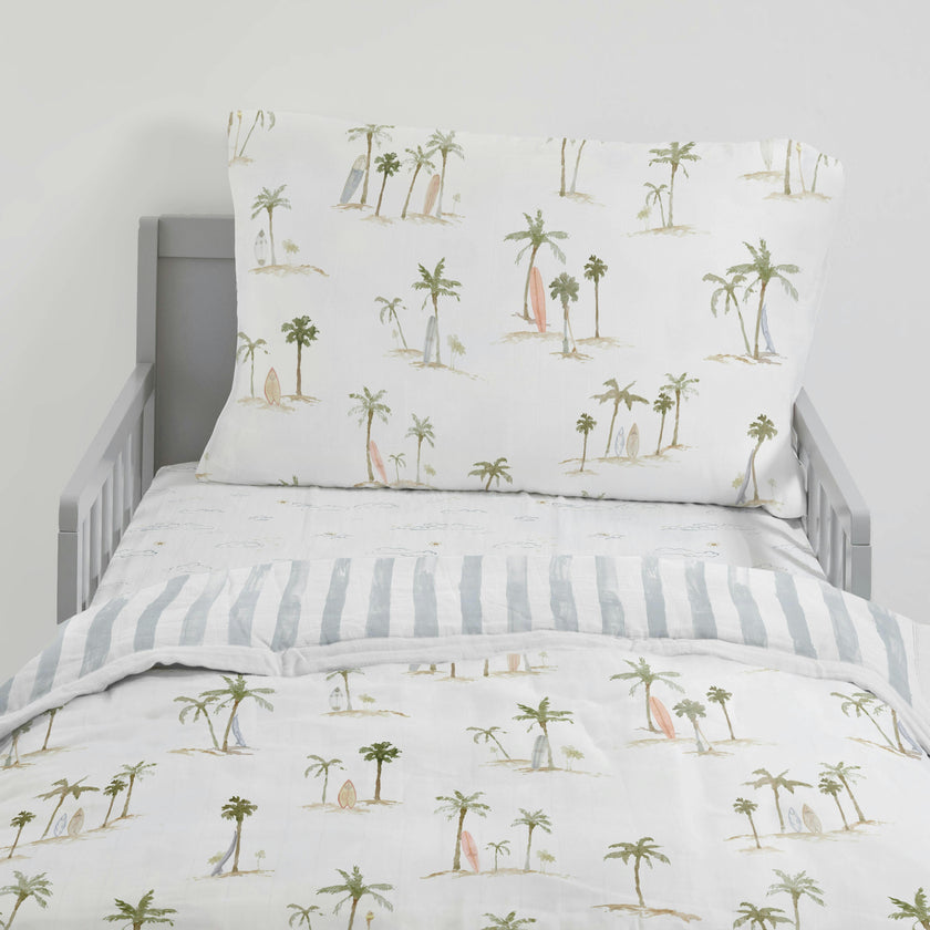 Cotton Muslin Toddler Bedding 3 Piece Set - Palm Paradise