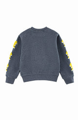Brushed Fleece Patch Pullover Sweatshirt, Gray Lightning