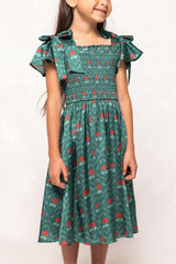 Mini Rayna Dress in Green Floral Block