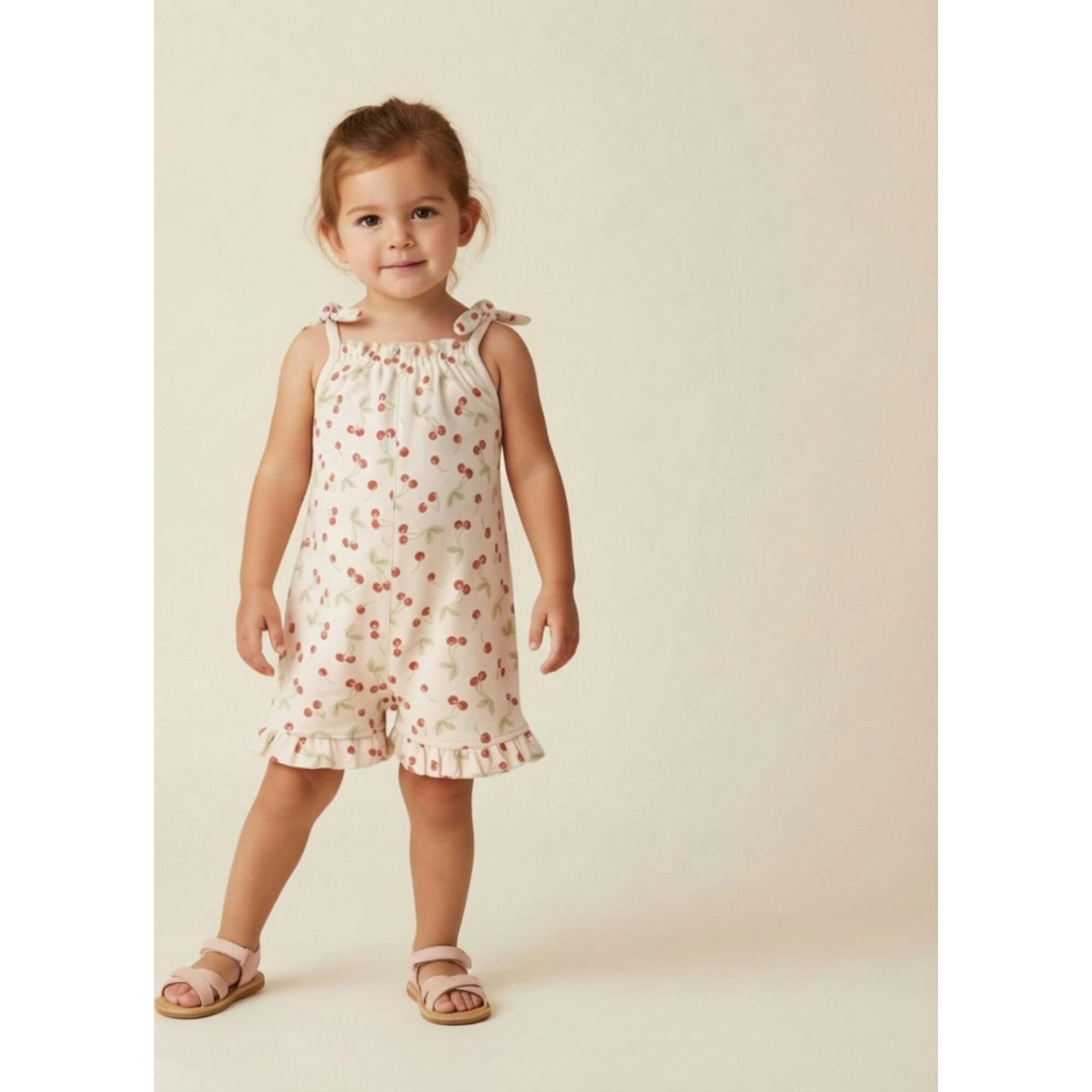 Organic Ruffle Jumpsuit - Cherry