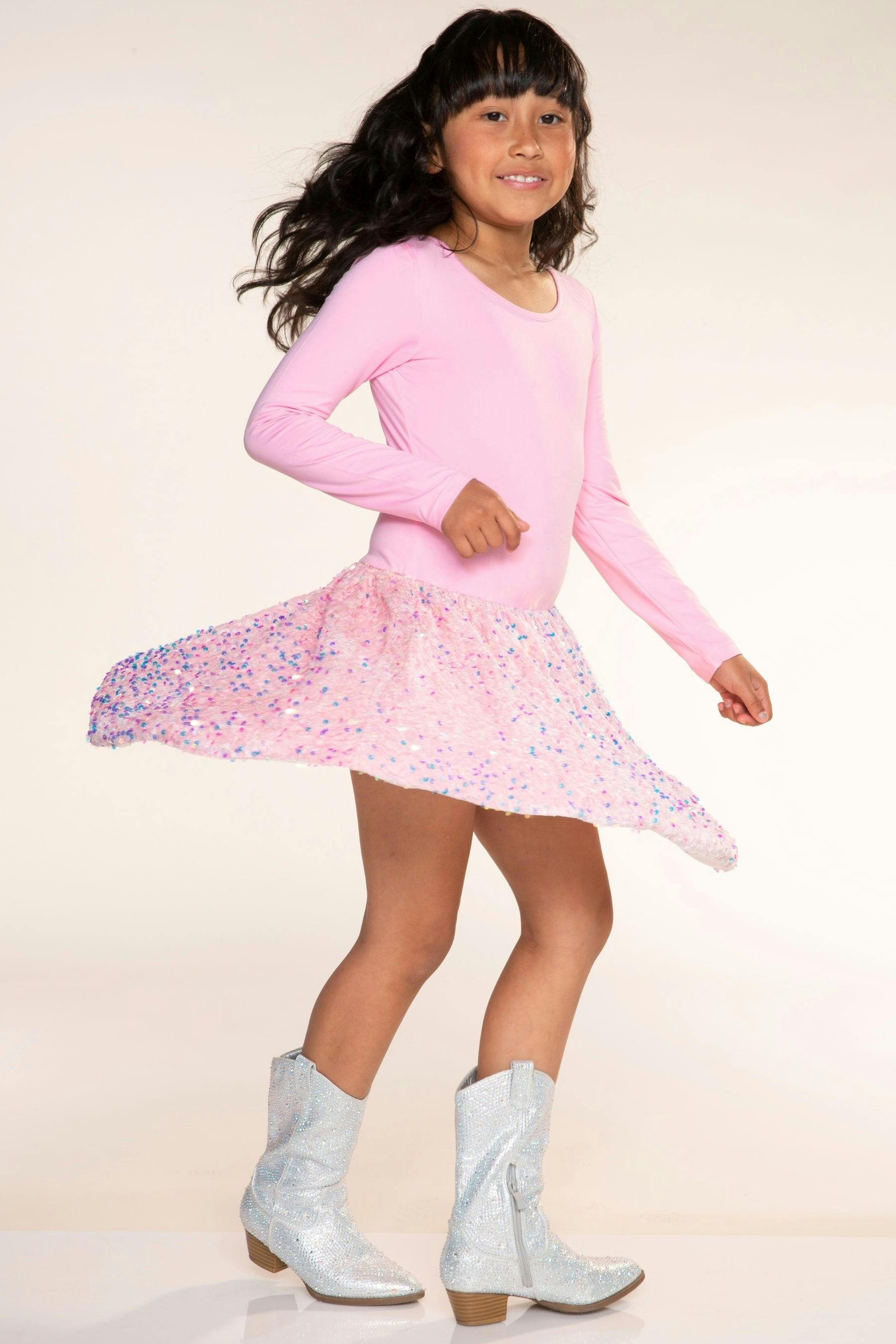 Simply Soft Long Sleeve Sequin Be Happy Dress