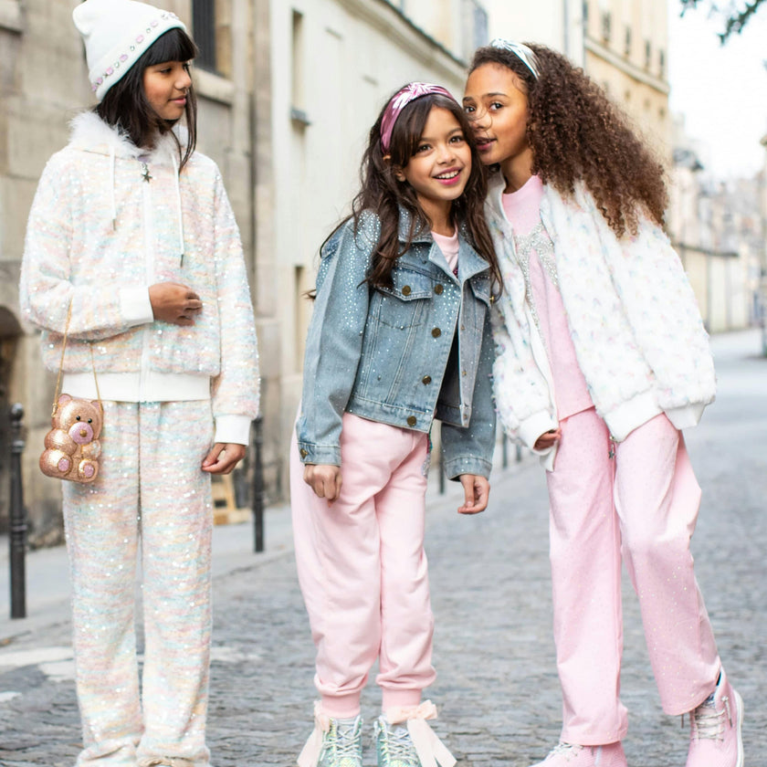 Pastel Bows Fuzzy Bomber
