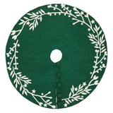 Handmade Felt Cream Branches and Stars Green Christmas Tree Skirt 60" Arcadia Home