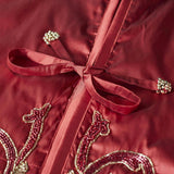 Imperial Design Hand Beaded Red Christmas Tree Skirt Red 60"