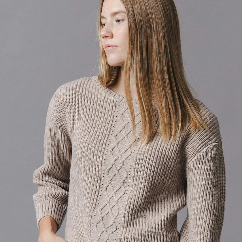 Organic Boatneck Cable Sweater