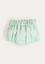 Wimbledon Stripe Button Detail Bloomers in Green (1mth-3yrs)