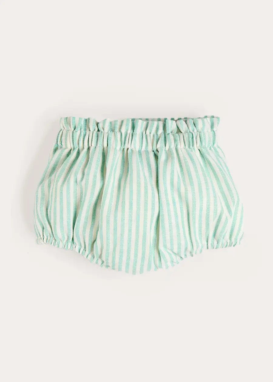 Wimbledon Stripe Button Detail Bloomers in Green (1mth-3yrs)
