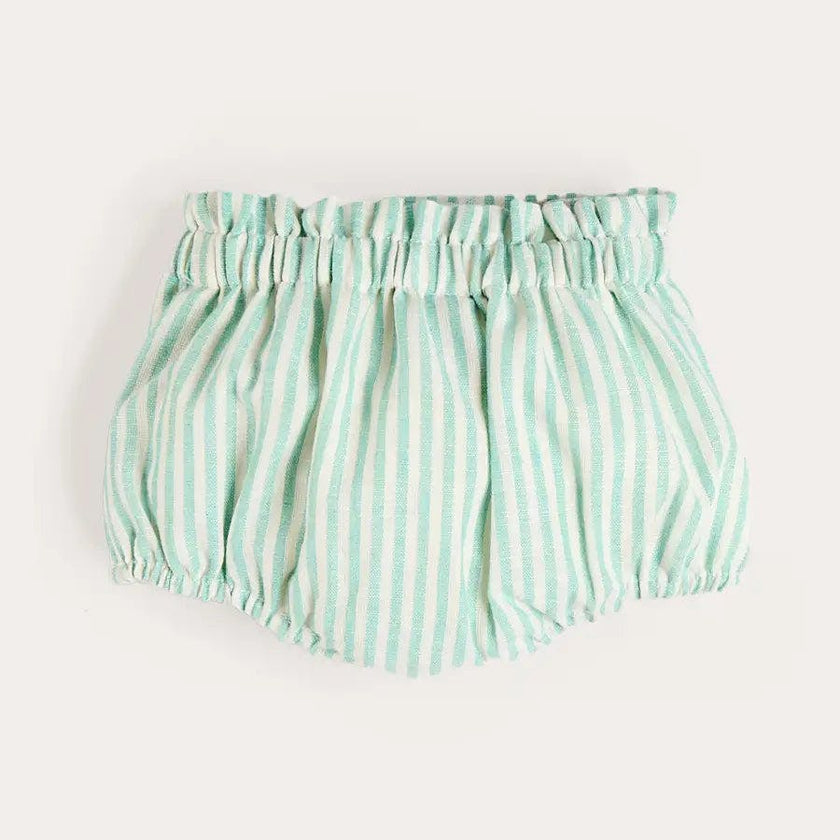 Wimbledon Stripe Button Detail Bloomers in Green (1mth-3yrs)