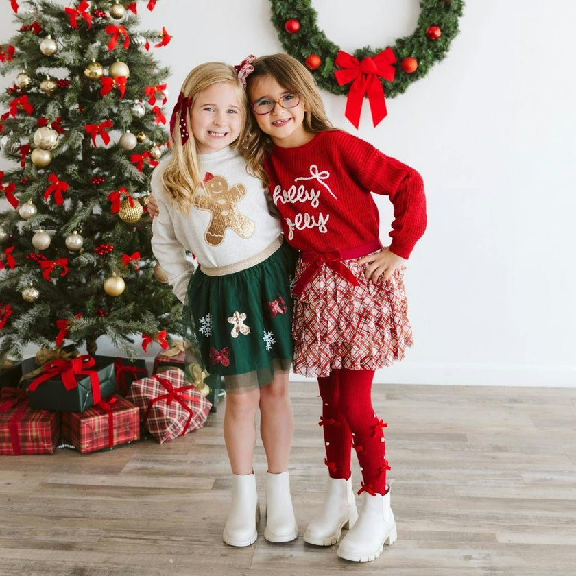 Gingerbread Joy Sequin Christmas Tutu Skirt