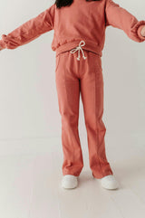 Girls Terry Wide Leg Pants in Old Rose