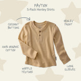 PAYTON 5-Pack Waffle Henleys