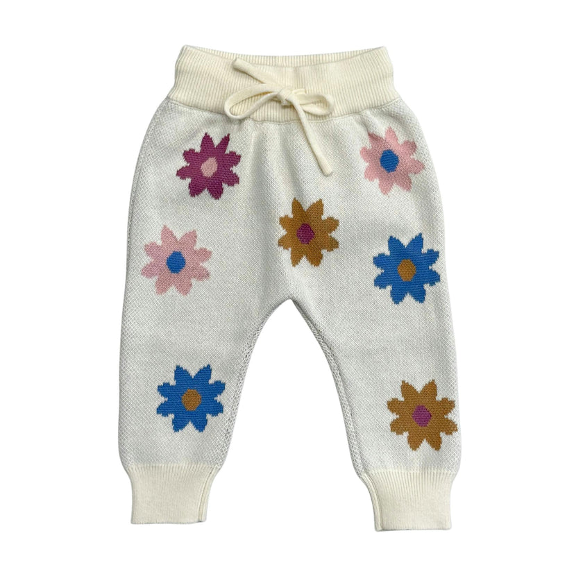 Baby Knit Pants in Flower Pop