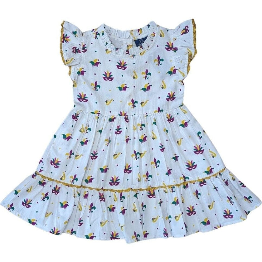 Mardi Gras Medley Ruffle Dress