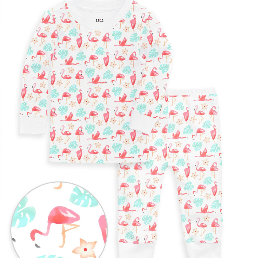 The Organic Long Sleeve Pajama Set [Flamingos]
