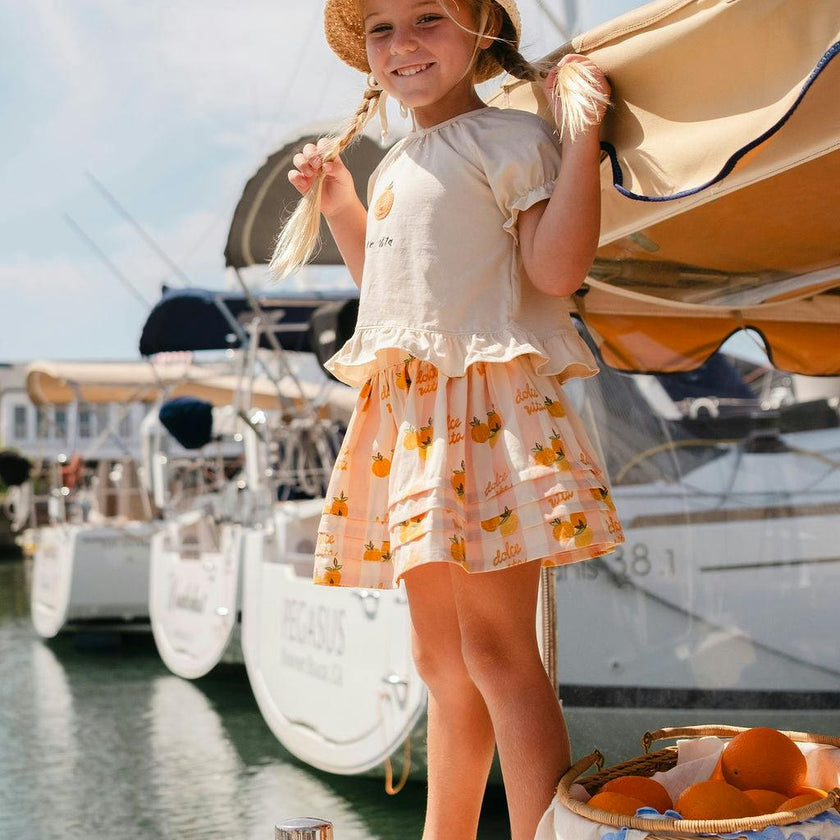 S/S Ruffle Skirt Set in Dolce Vita